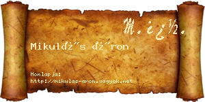 Mikulás Áron névjegykártya